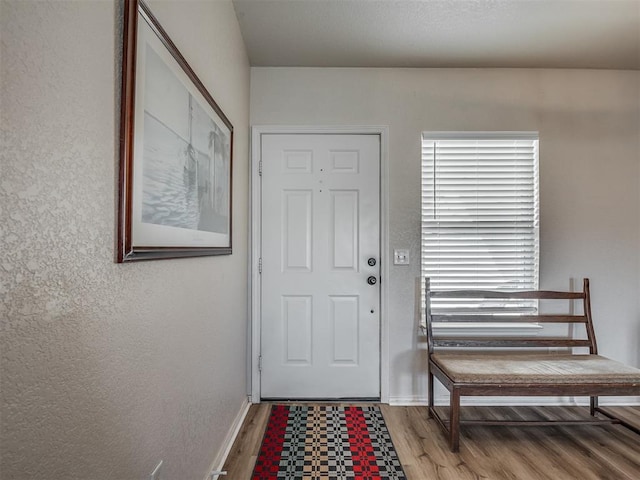 doorway to outside with hardwood / wood-style flooring