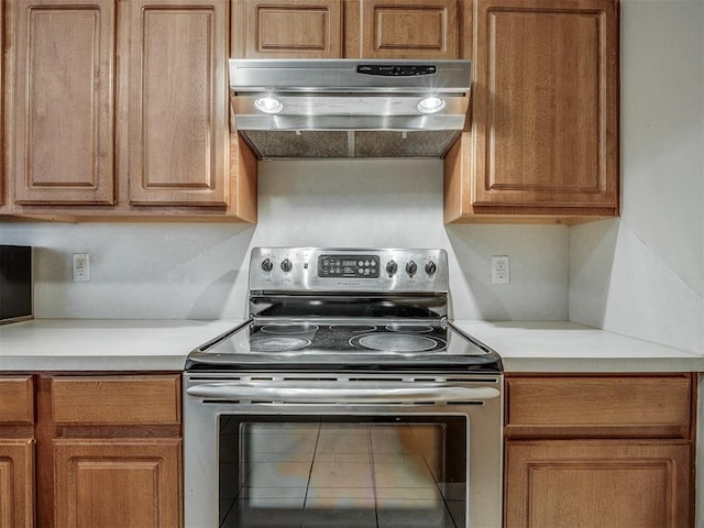 kitchen with stainless steel electric stove