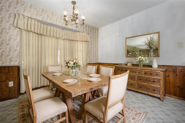 dining area with a chandelier