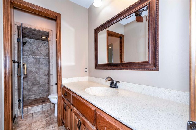 920173 S 3450th Rd, Chandler, OK 74834 - full bathroom with vanity, toilet, and a shower stall