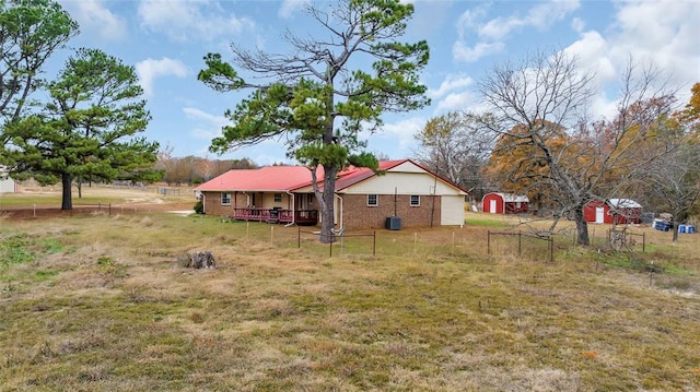 view of yard with a deck