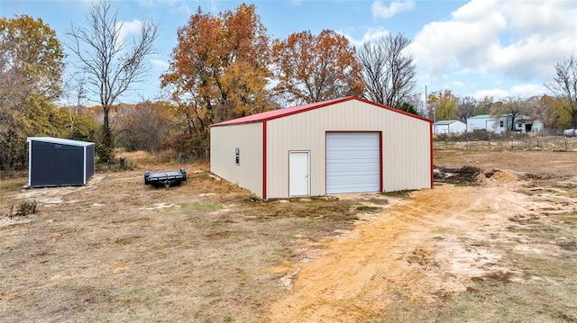 view of detached garage