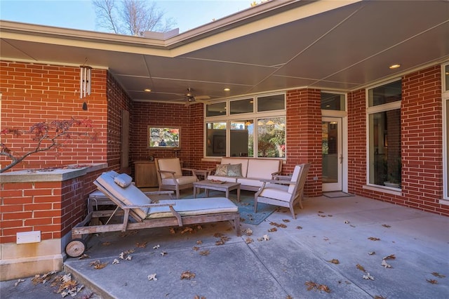 view of patio / terrace with an outdoor hangout area and ceiling fan