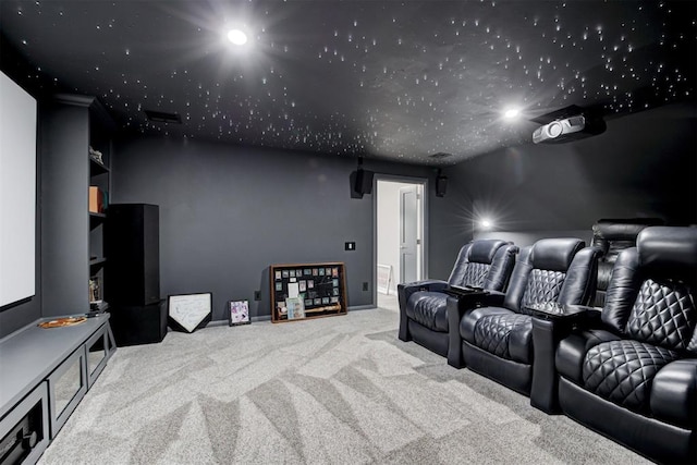 view of carpeted home theater room