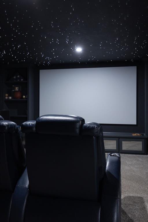 view of carpeted home theater room