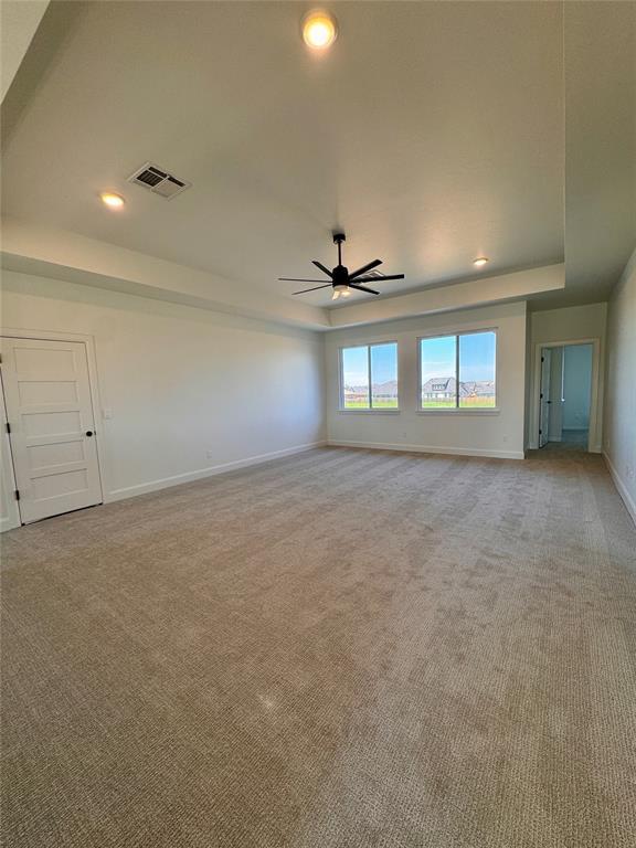 8409 NW 128th St, Oklahoma City, OK 73142 - unfurnished room featuring light colored carpet, a ceiling fan, recessed lighting, and baseboards