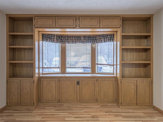 interior space with light hardwood / wood-style floors and a textured ceiling