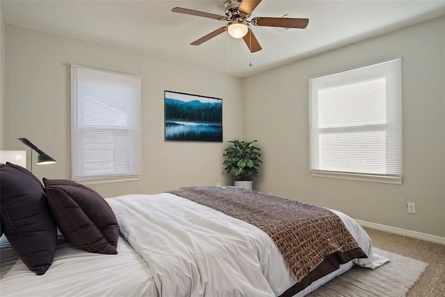 bedroom with carpet and ceiling fan