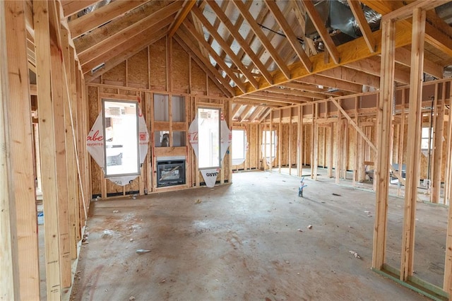 misc room featuring lofted ceiling