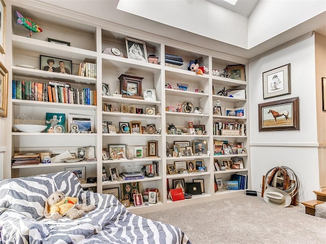 living area with carpet floors