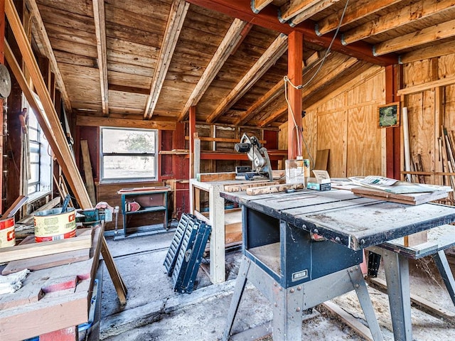 view of unfinished attic