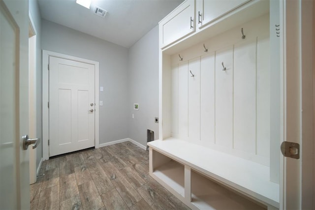 mudroom with hardwood / wood-style floors