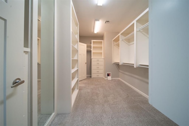 spacious closet with light colored carpet