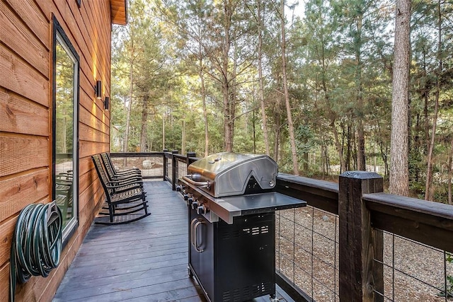 deck featuring grilling area