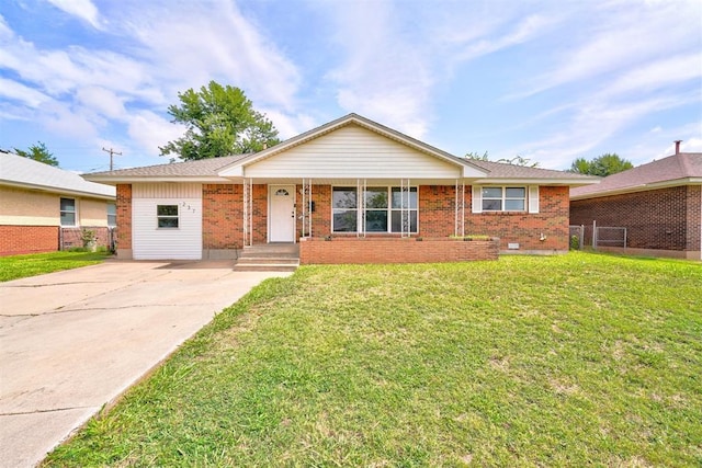 ranch-style home with a front yard