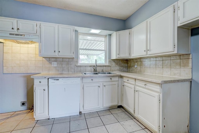 kitchen featuring white cabinetry, dishwasher, and sink