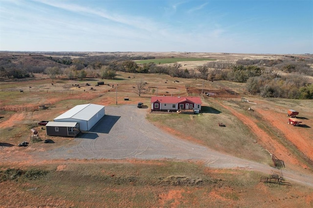 aerial view featuring a rural view