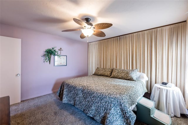 bedroom with carpet and ceiling fan