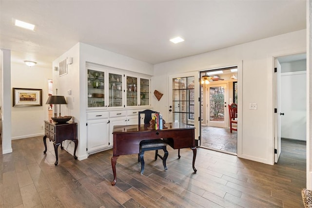 office featuring dark wood-type flooring