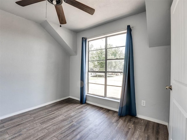 bonus room featuring ceiling fan and wood-type flooring