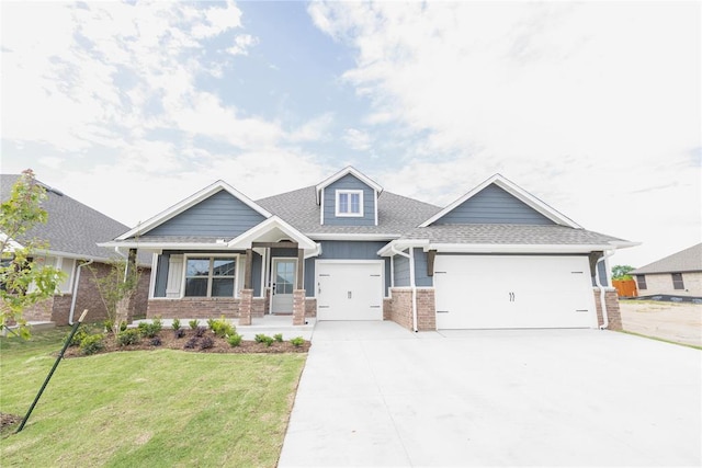 1817 Taines Turn, Norman, OK 73072 - craftsman inspired home with a garage, a front lawn, brick siding, concrete driveway, and roof with shingles