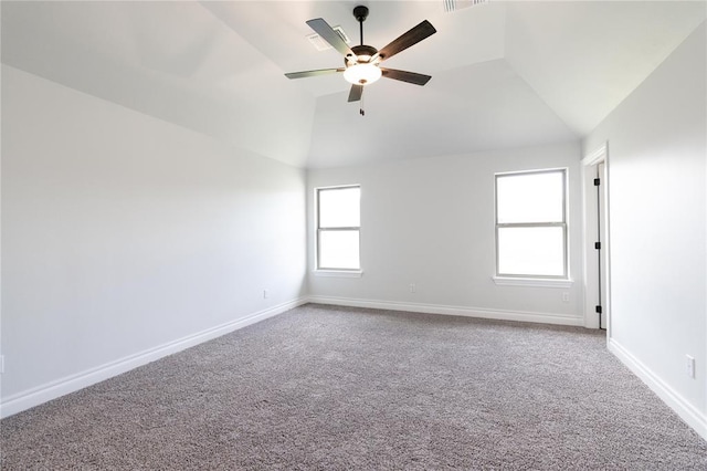 1817 Taines Turn, Norman, OK 73072 - carpeted empty room featuring lofted ceiling, ceiling fan, and baseboards