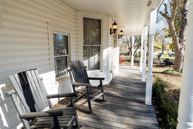 wooden deck with covered porch