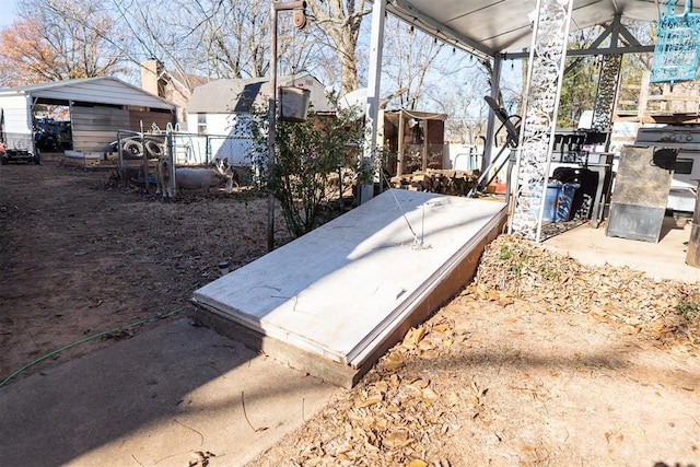 view of storm shelter