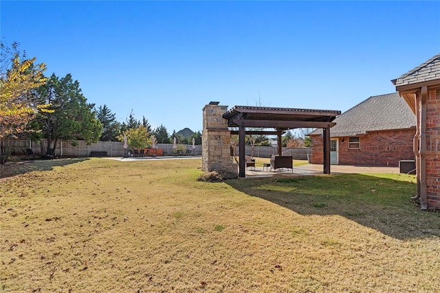 view of yard featuring a pergola and a patio