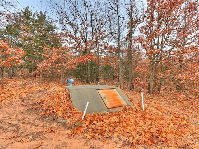 view of entry to storm shelter