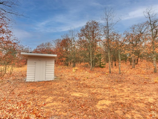 view of yard with a storage unit