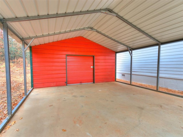 view of garage