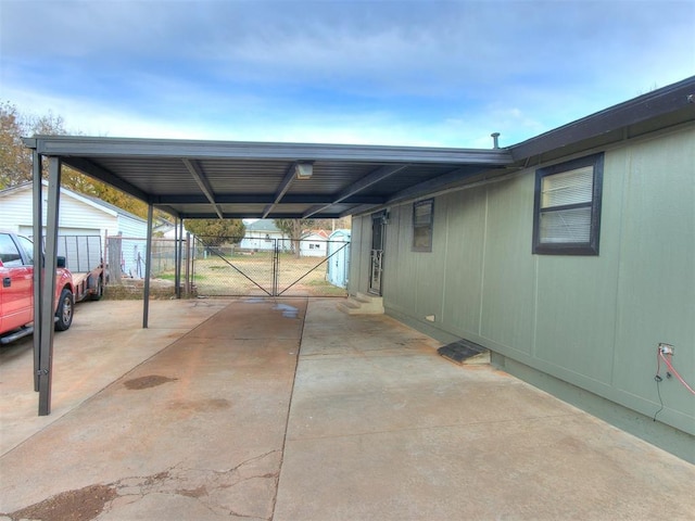 view of parking featuring a carport