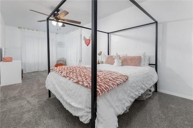 bedroom with carpet and ceiling fan