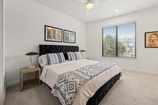 bedroom with carpet and ceiling fan