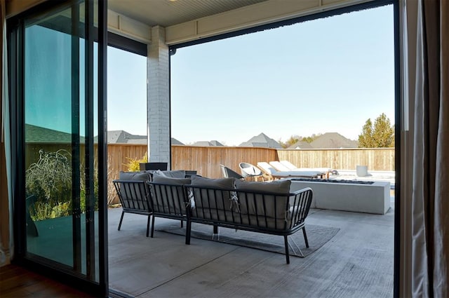 view of patio / terrace featuring an outdoor living space