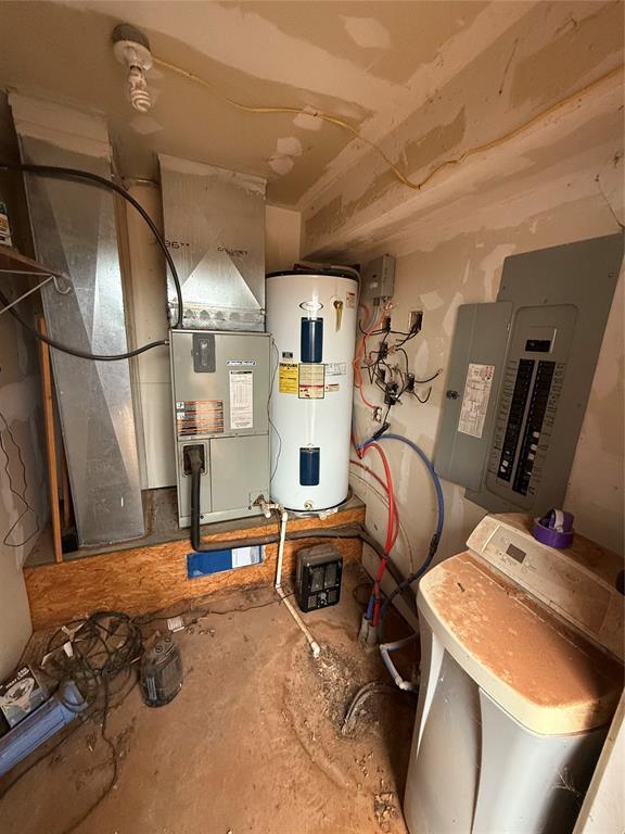 utilities featuring electric panel and water heater