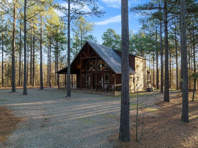 log-style house with central AC