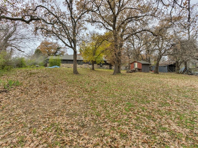 view of yard with an outdoor structure