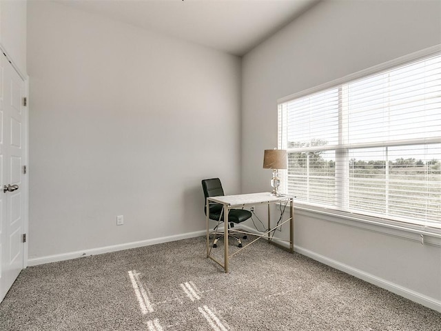 view of carpeted home office