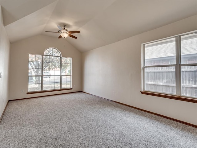 1036 SW 129th St, Moore, OK 73170 - unfurnished room featuring a ceiling fan, carpet, and vaulted ceiling