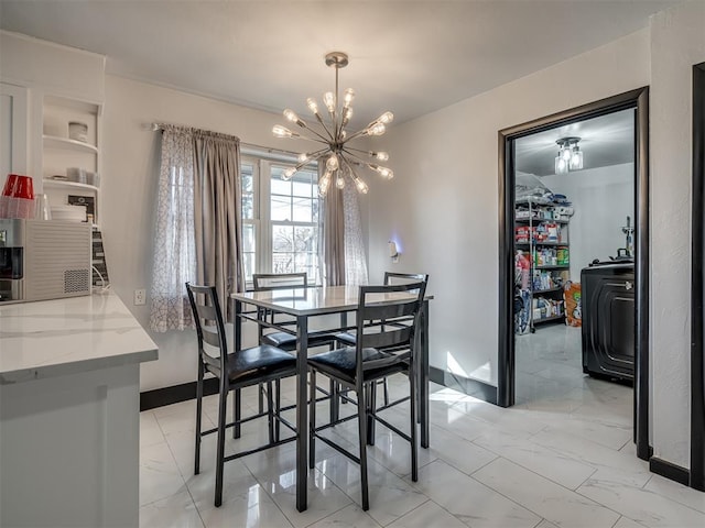 dining room with an inviting chandelier