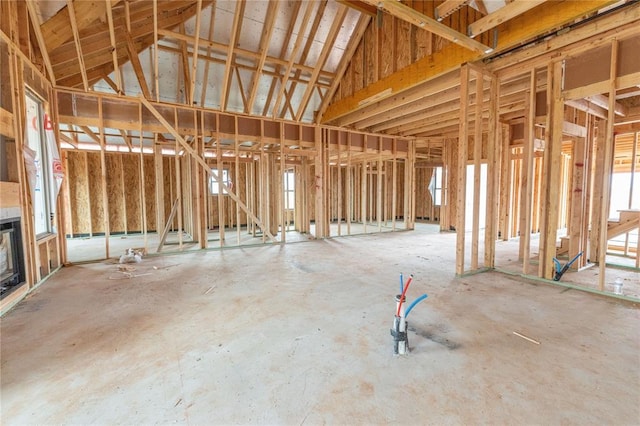 misc room featuring lofted ceiling