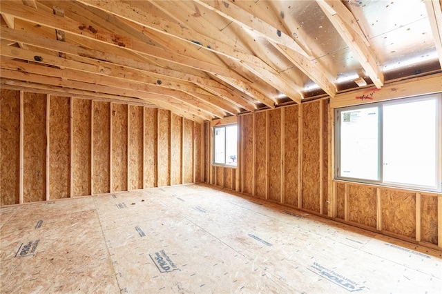 misc room featuring lofted ceiling