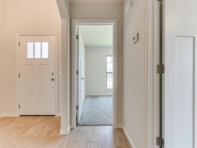 entrance foyer featuring a healthy amount of sunlight and light hardwood / wood-style floors