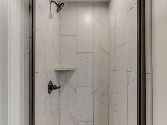 interior details featuring tiled shower