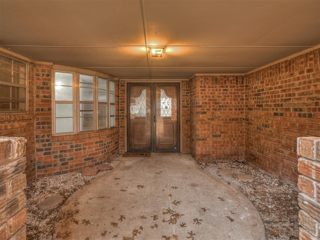 doorway to property featuring french doors