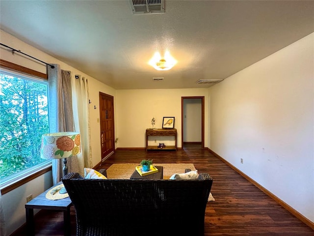 living room featuring dark hardwood / wood-style floors