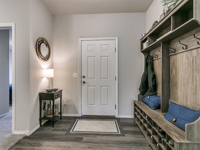 mudroom with dark hardwood / wood-style flooring