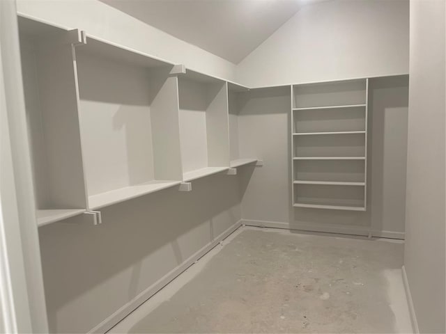 spacious closet featuring lofted ceiling